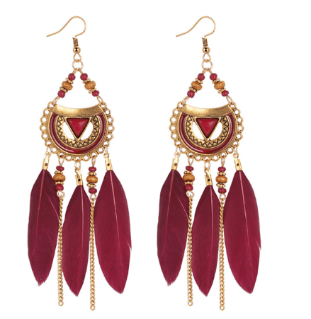 Chesevere - Long Boho Feather Earrings by The Nevermore – Unique Earrings by Nevermore Lifestyle & Tech | 15 style