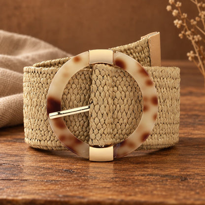 Chesingard – Woven Boho Belt for Women by The Nevermore – Unique Boho Style by The Nevermore | Round pin buckle Beige