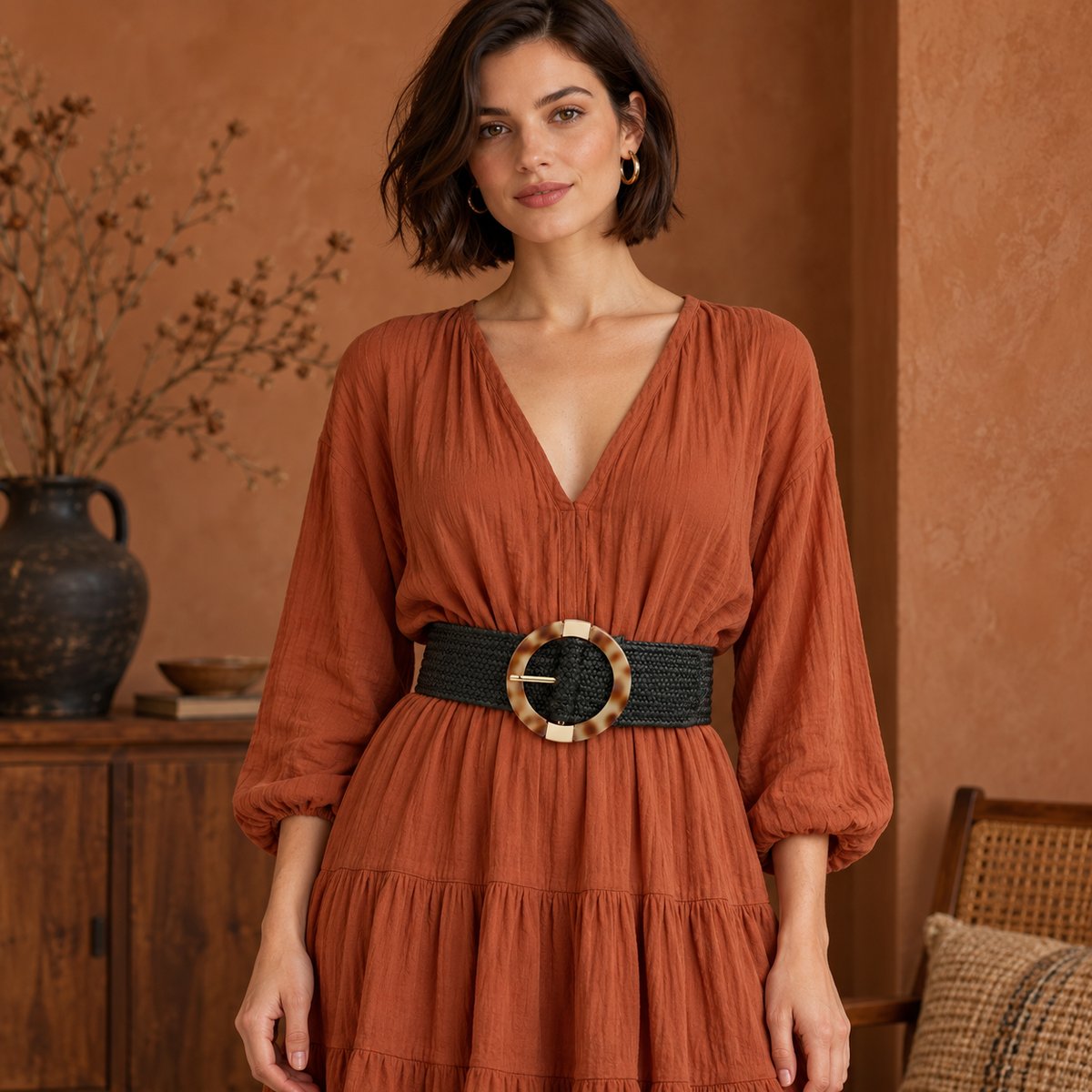 Chesingard – Woven Boho Belt for Women by The Nevermore – Unique Boho Style by The Nevermore | Round pin buckle Black