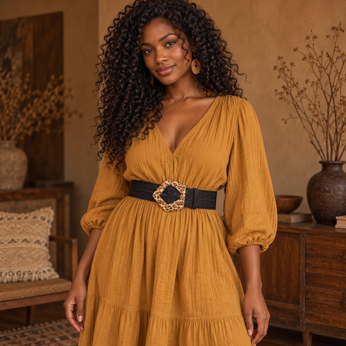 Chesingard – Woven Boho Belt for Women by The Nevermore – Unique Boho Style by The Nevermore | Round pin buckle Black