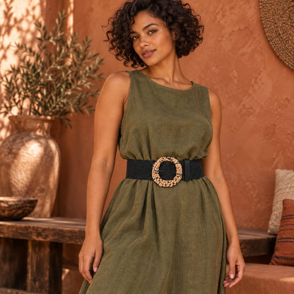 Chesingard – Woven Boho Belt for Women by The Nevermore – Unique Boho Style by The Nevermore | Round pin buckle Black