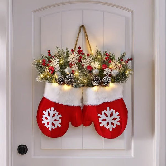 Christmas Garland Creative Glove Shaped Simulated Flower Wreath Window Door Gate Decoration Door Sign Xmas Party Decoration – Unique Accessories by Nevermore Lifestyle & Tech | Luminous Style