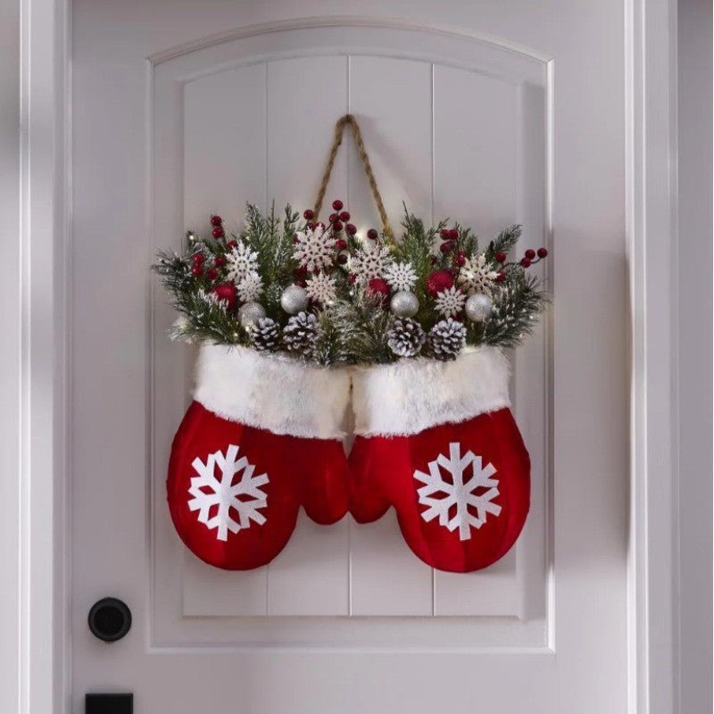 Christmas Garland Creative Glove Shaped Simulated Flower Wreath Window Door Gate Decoration Door Sign Xmas Party Decoration – Unique Accessories by Nevermore Lifestyle & Tech | Not Luminous Style