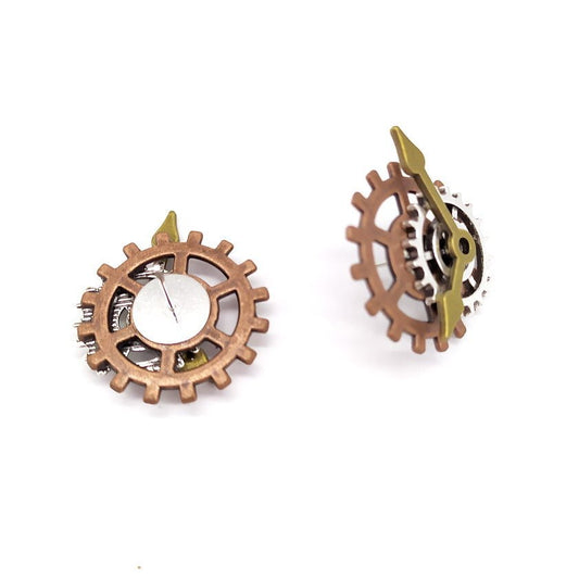 Chrona Gear – Steampunk Clockwork Stud Earrings by The Nevermore – Unique Steampunk Earrings by Nevermore Lifestyle & Tech |