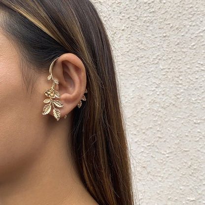 Citadel - Retro Rose Flower Ear Wraps by The Nevermore – Unique Earrings by Nevermore Lifestyle & Tech | 1PCS Gold