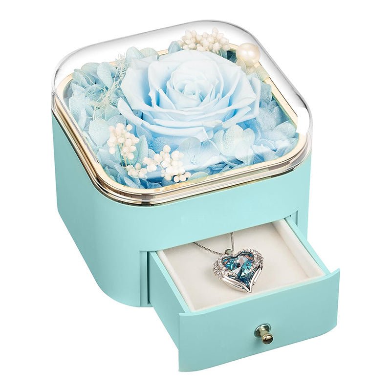 Clara Whitman – Rose Jewelry Gift Box by The Nevermore – Unique Jewelry by Nevermore Lifestyle & Tech | 110X110x95MM 1 Cyanine Necklace