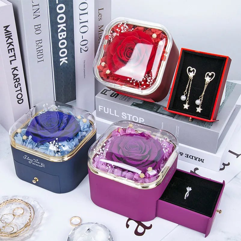 Clara Whitman – Rose Jewelry Gift Box by The Nevermore – Unique Jewelry by Nevermore Lifestyle & Tech | 110X110x95MM 1 Cyanine Necklace