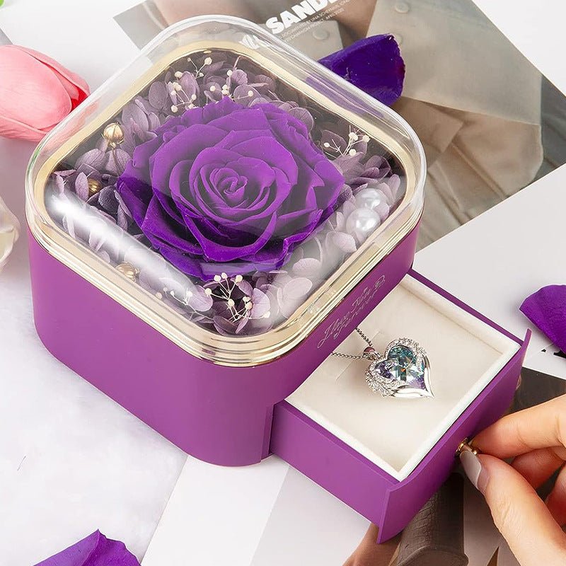 Clara Whitman – Rose Jewelry Gift Box by The Nevermore – Unique Jewelry by Nevermore Lifestyle & Tech | 110X110x95MM 1 Cyanine Necklace