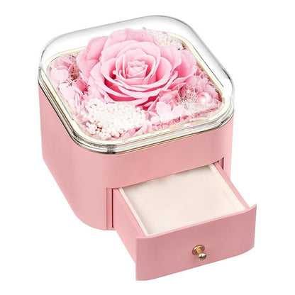 Clara Whitman – Rose Jewelry Gift Box by The Nevermore – Unique Jewelry by Nevermore Lifestyle & Tech | 110X110x95MM 1 Flower Cold Berry Pink