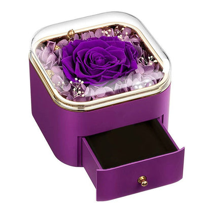 Clara Whitman – Rose Jewelry Gift Box by The Nevermore – Unique Jewelry by Nevermore Lifestyle & Tech | 110X110x95MM 1 Flower Rhyme Purple