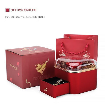 Clara Whitman – Rose Jewelry Gift Box by The Nevermore – Unique Jewelry by Nevermore Lifestyle & Tech | 110X110x95MM 2 Flowers Chinese Red