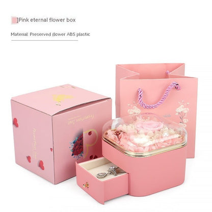 Clara Whitman – Rose Jewelry Gift Box by The Nevermore – Unique Jewelry by Nevermore Lifestyle & Tech | 110X110x95MM 2 Flowers Cold Berry Pink