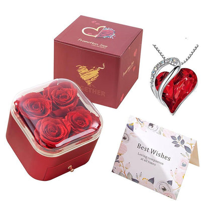 Clara Whitman – Rose Jewelry Gift Box by The Nevermore – Unique Jewelry by Nevermore Lifestyle & Tech | 110X110x95MM 4 Red Blossom Color Necklace