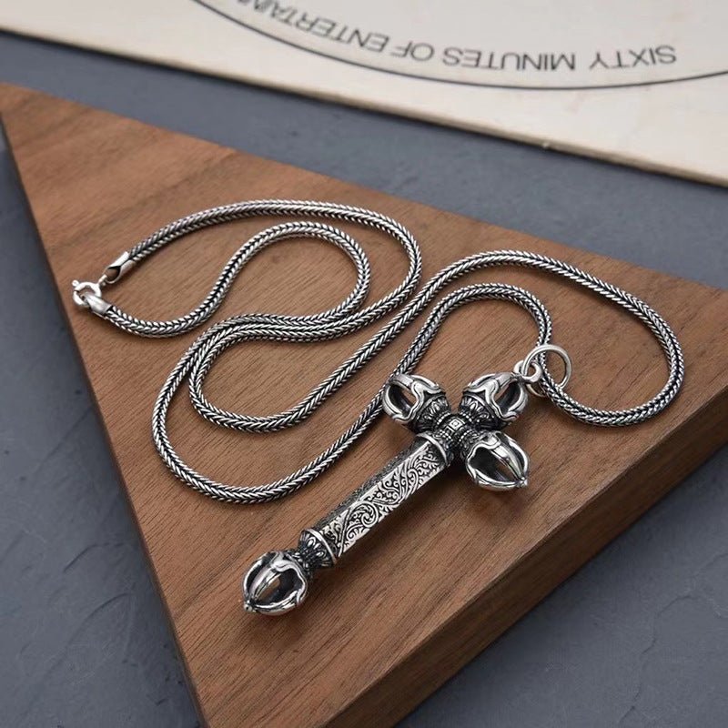 Classic Couture - S925 Sterling Silver Vajra Pendant by The Nevermore – Unique Gothic Pendants by Nevermore Lifestyle & Tech | 925 Silver Pendant 60cm Chain