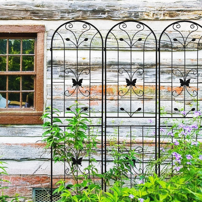 4 Pack Metal Garden Trellis 86.7x19.7Rustproof For Climbing Plants Outdoor