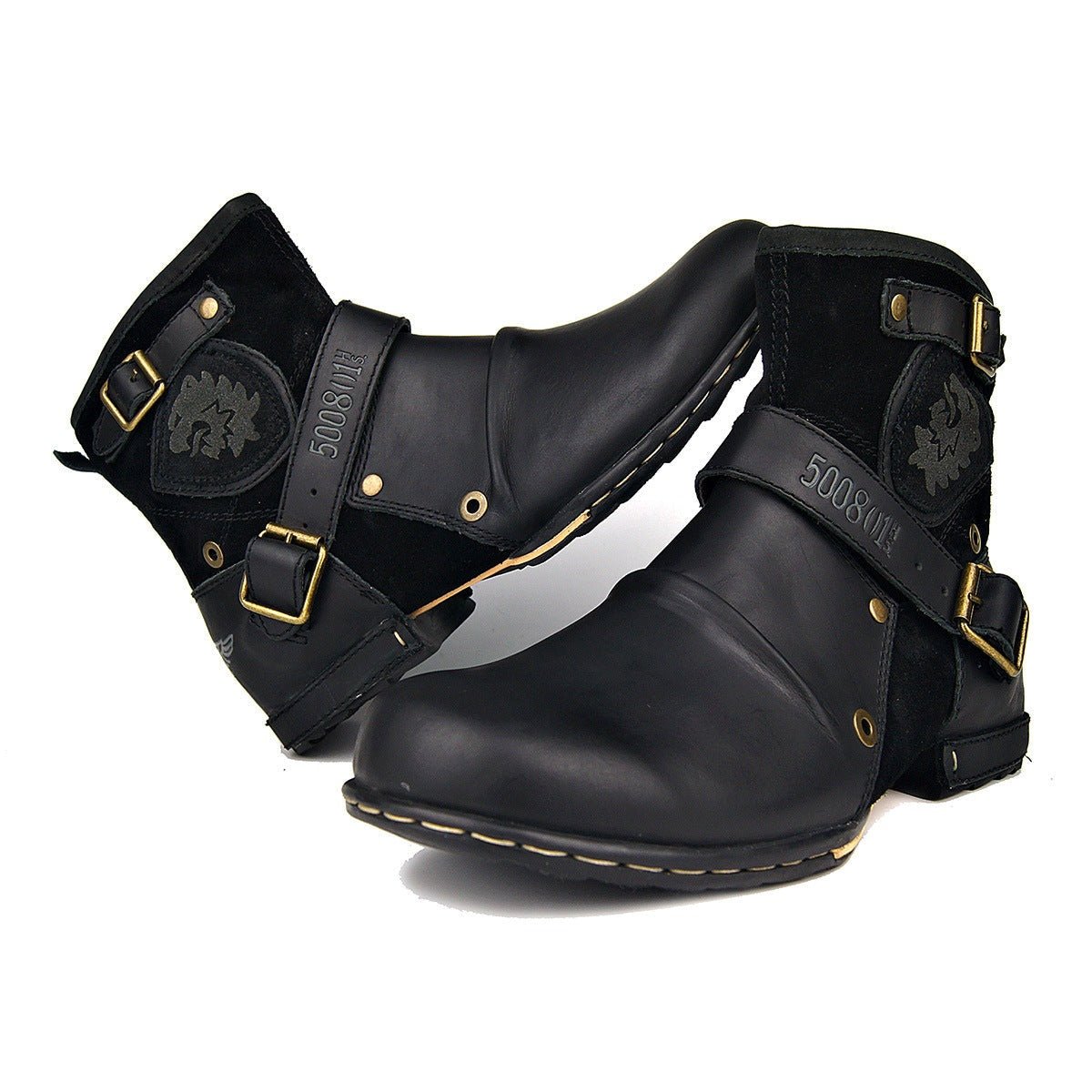 Cobra - Square Heel Leather Rock Boots for Men by The Nevermore