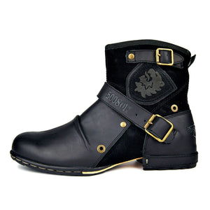Cobra - Square Heel Leather Rock Boots for Men by The Nevermore