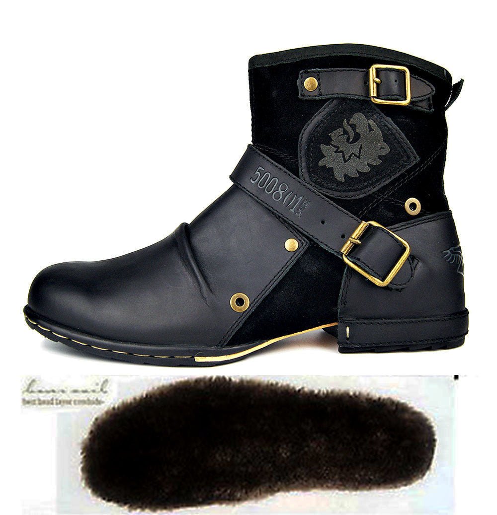 Cobra - Square Heel Leather Rock Boots for Men by The Nevermore