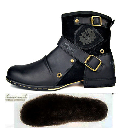 Cobra - Square Heel Leather Rock Boots for Men by The Nevermore