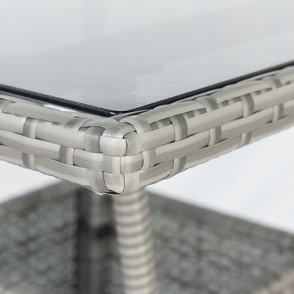 3 Piece Patio Wicker Conversation Set Grey Wicker White Cushion