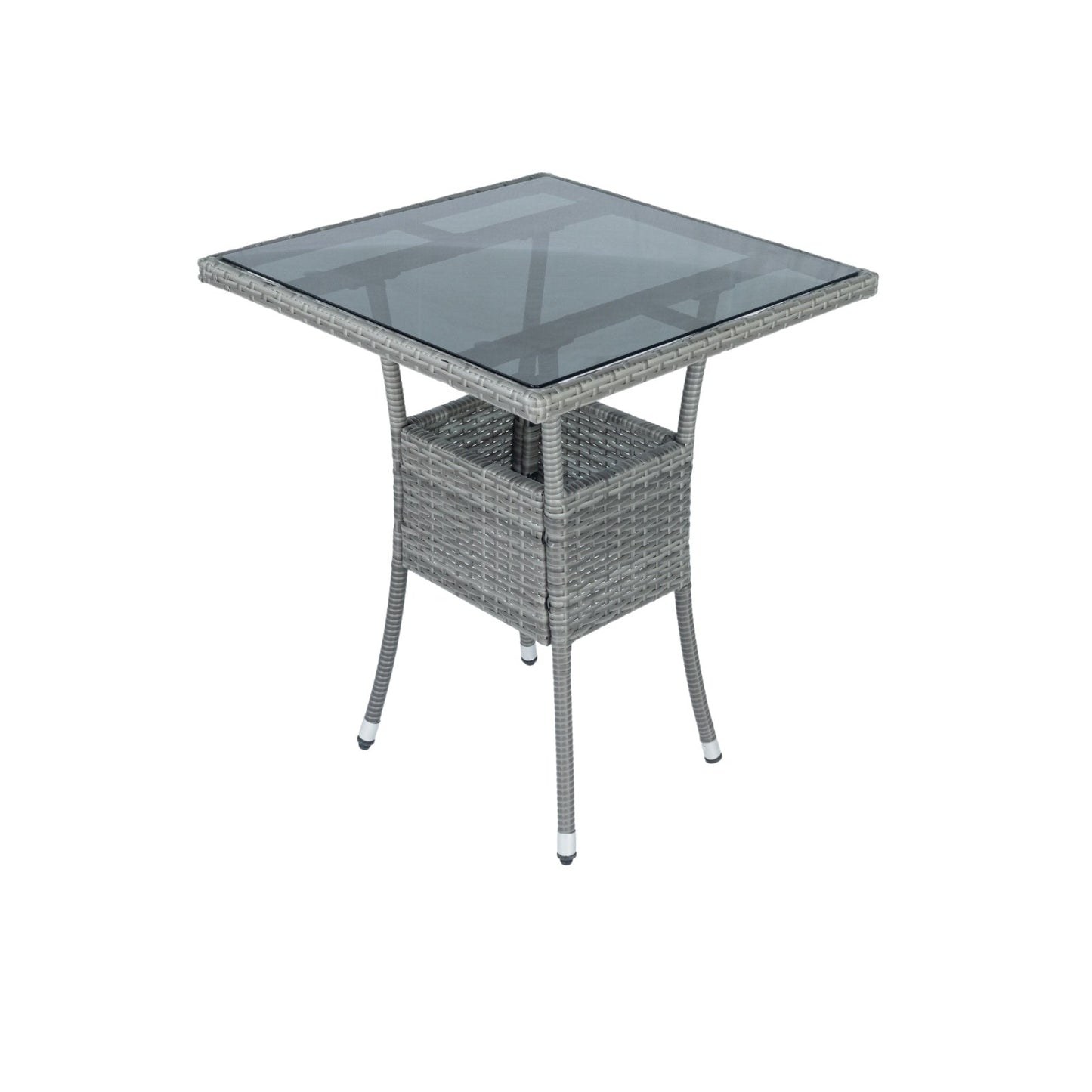 3 Piece Patio Wicker Conversation Set Grey Wicker White Cushion