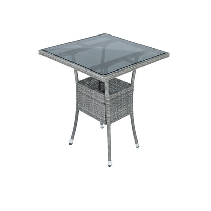 3 Piece Patio Wicker Conversation Set Grey Wicker White Cushion