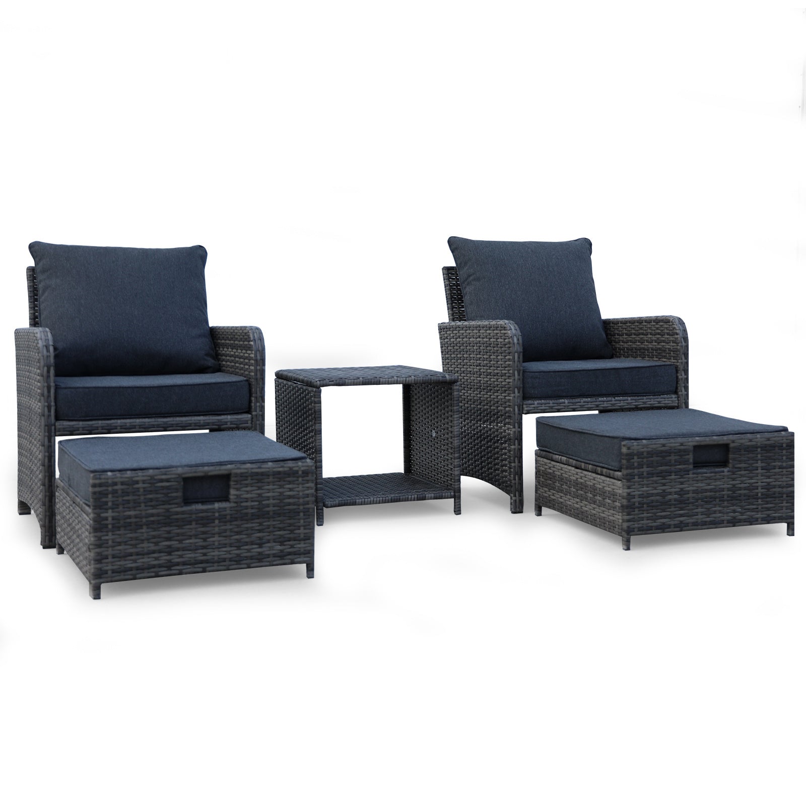 5 Pieces Wicker Patio Furniture Set Outdoor Patio Chairs With Ottomans Conversation Furniture