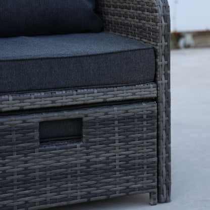 5 Pieces Wicker Patio Furniture Set Outdoor Patio Chairs With Ottomans Conversation Furniture