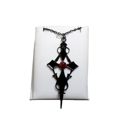 Crimson Cross - Gothic Red Stone Pendant by The Nevermore – Unique Gothic Pendants by Nevermore Lifestyle & Tech | Black