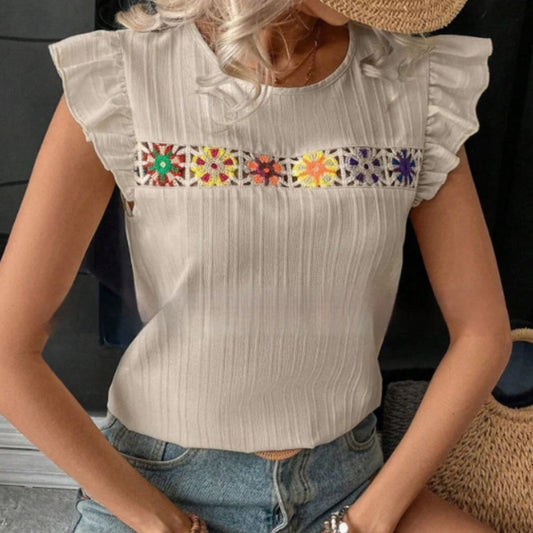 Crochet Lace Blouse - Sun Whisper by The Nevermore – Unique Boho Blouses by The Nevermore | L Ecru