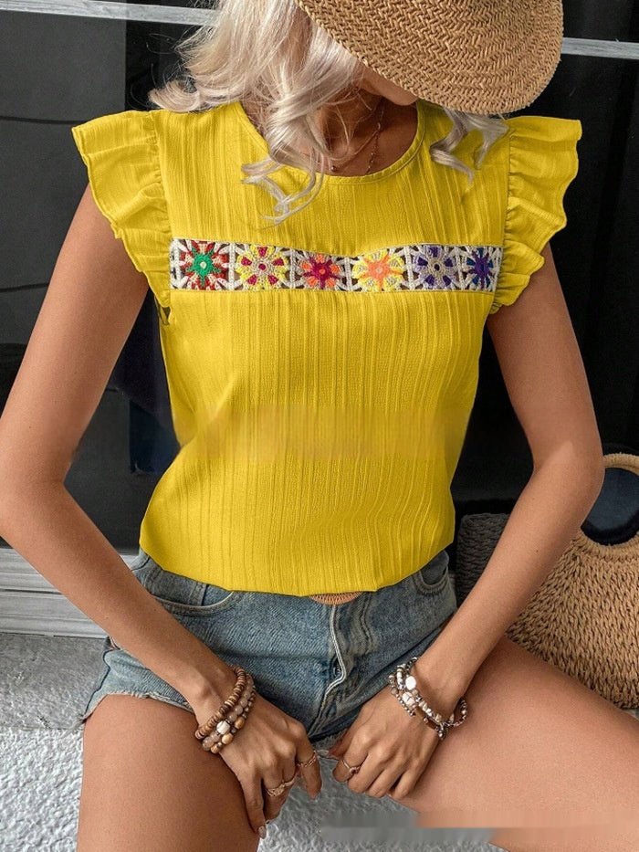 Crochet Lace Blouse - Sun Whisper by The Nevermore – Unique Boho Blouses by The Nevermore | L Yellow