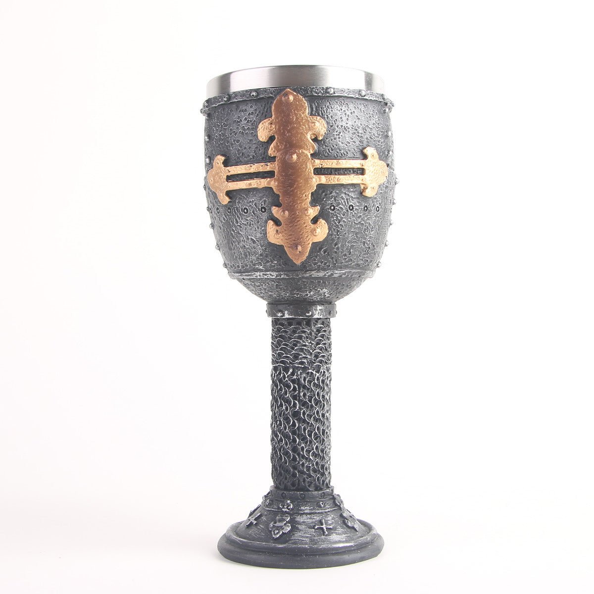 Crusader Medieval Knight - The Nevermore Gothic Goblet Resin Stainless Steel – Unique Gothic Home Decor by Nevermore Lifestyle & Tech | RH6195