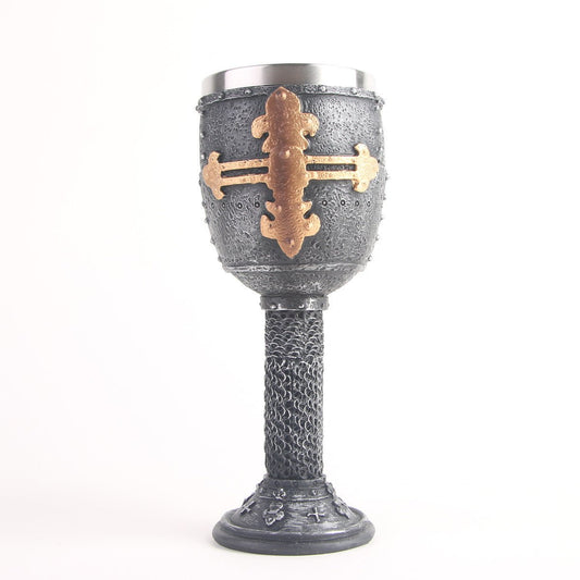 Crusader Medieval Knight - The Nevermore Gothic Goblet Resin Stainless Steel – Unique Gothic Home Decor by Nevermore Lifestyle & Tech | RH6195
