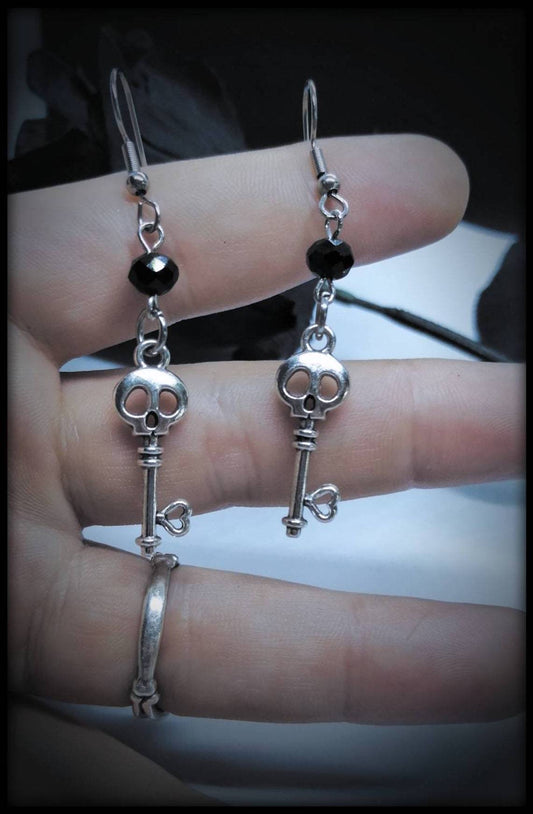 Crypt Coil Skull - The Nevermore Gothic Earrings – Unique Gothic Jewelry by Nevermore Lifestyle & Tech | Silver