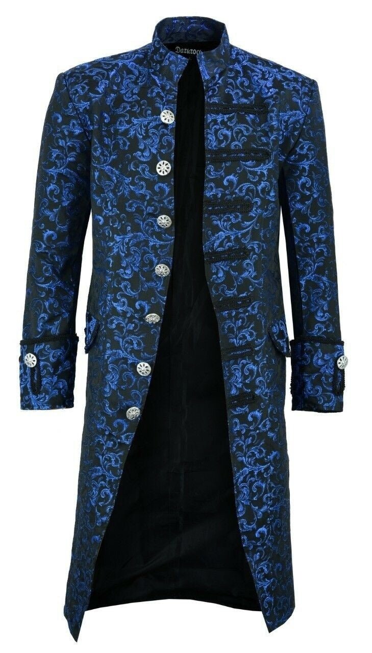Cryptveil – Steampunk Coat by The Nevermore – Unique Steampunk Fashion for Men by Nevermore Lifestyle & Tech | 3XL Blue