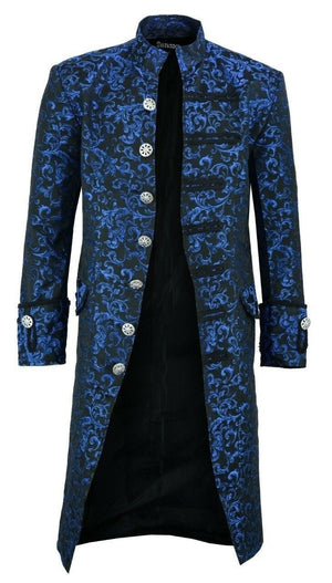 Cryptveil – Steampunk Coat by The Nevermore – Unique Steampunk Fashion for Men by Nevermore Lifestyle & Tech | 3XL Blue