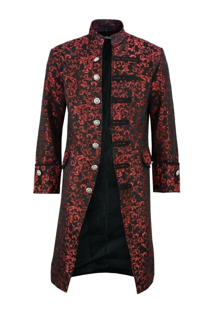 Cryptveil – Steampunk Coat by The Nevermore – Unique Steampunk Fashion for Men by Nevermore Lifestyle & Tech | 3XL Red