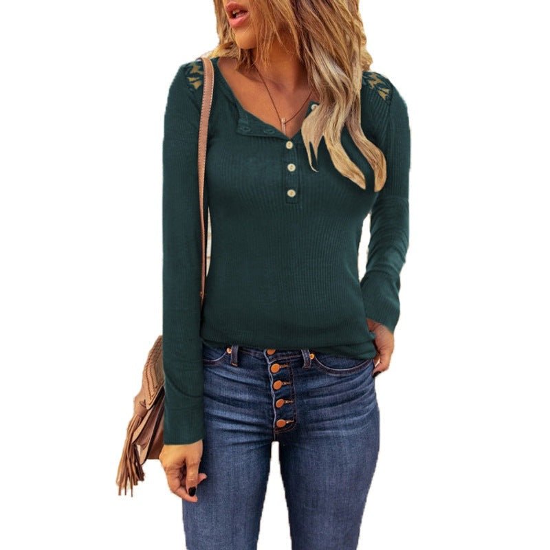 Crystal Cove - Lace Shoulder Blouse by The Nevermore – Unique Blouses by Nevermore Lifestyle & Tech | 2XL Dark green