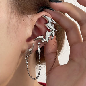 Cyberpunk Revolution steampunk ear cuff – silver
