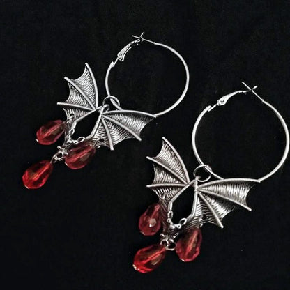Dahlia Spectra - The Nevermore Earrings Bloody Bat – Unique Gothic Accessories by Nevermore Lifestyle & Tech | Silver