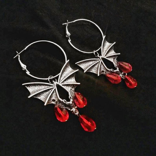 Dahlia Spectra - The Nevermore Earrings Bloody Bat – Unique Gothic Accessories by Nevermore Lifestyle & Tech | Silver
