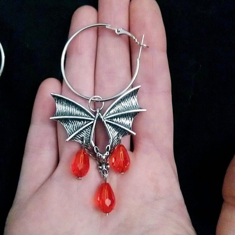 Dahlia Spectra - The Nevermore Earrings Bloody Bat – Unique Gothic Accessories by Nevermore Lifestyle & Tech | Silver