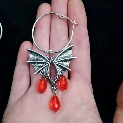Dahlia Spectra - The Nevermore Earrings Bloody Bat – Unique Gothic Accessories by Nevermore Lifestyle & Tech | Silver