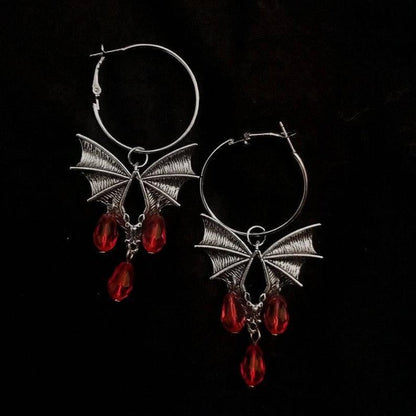 Dahlia Spectra - The Nevermore Earrings Bloody Bat – Unique Gothic Accessories by Nevermore Lifestyle & Tech | Silver