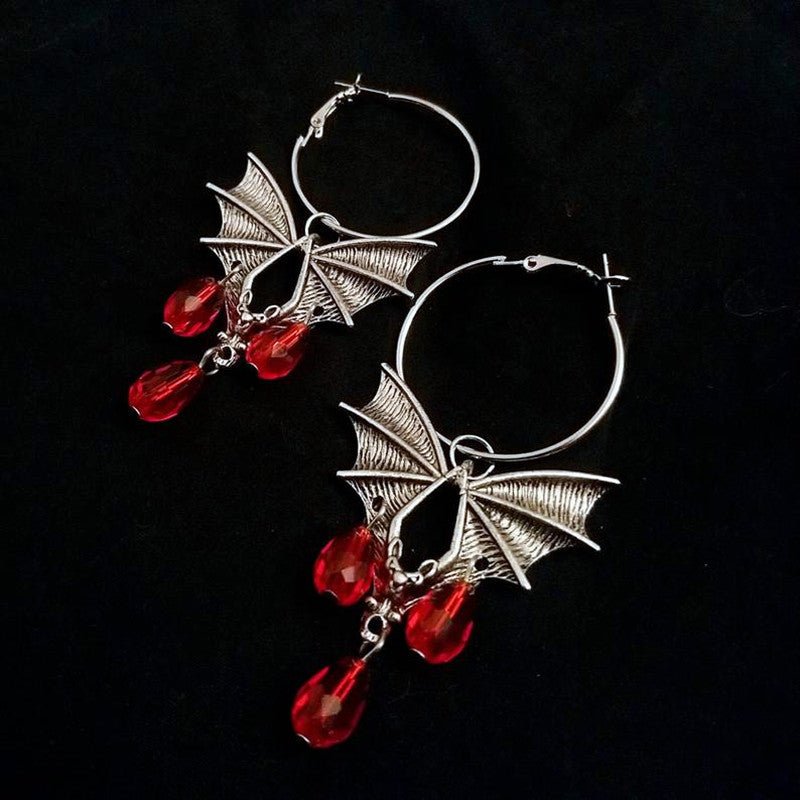 Dahlia Spectra - The Nevermore Earrings Bloody Bat – Unique Gothic Accessories by Nevermore Lifestyle & Tech | Silver