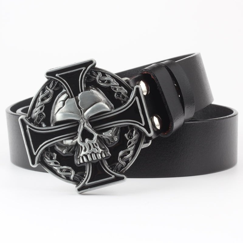 Darian Ravenshadow - The Nevermore Gothic Belt Skull with Cross – Unique Gothic Fashion for Men by Nevermore Lifestyle & Tech | 105cm 01