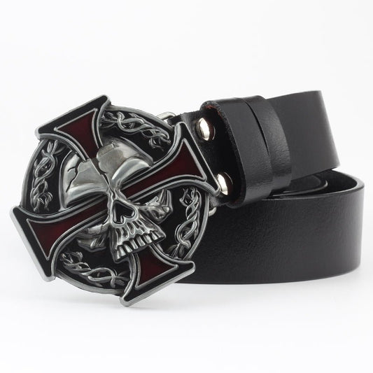 Darian Ravenshadow - The Nevermore Gothic Belt Skull with Cross – Unique Gothic Fashion for Men by Nevermore Lifestyle & Tech | 105cm 02