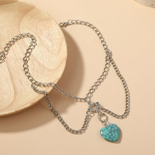 Delicate Turquoise - Silver Heart Arm Chain by The Nevermore – Unique Bracelets by Nevermore Lifestyle & Tech | Silver