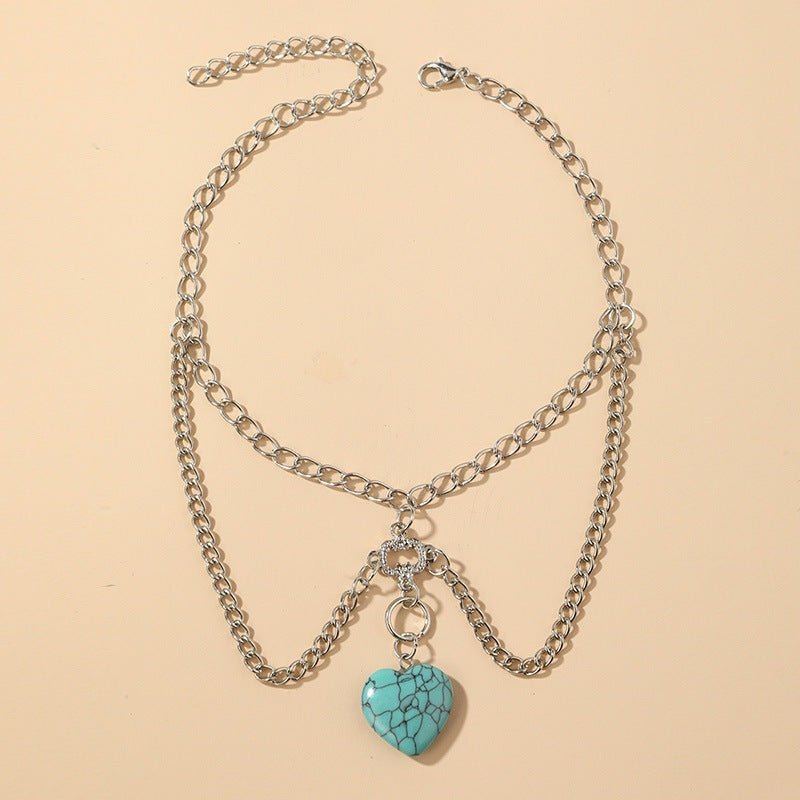Delicate Turquoise - Silver Heart Arm Chain by The Nevermore – Unique Bracelets by Nevermore Lifestyle & Tech | Silver