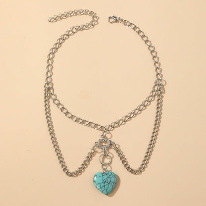 Delicate Turquoise - Silver Heart Arm Chain by The Nevermore – Unique Bracelets by Nevermore Lifestyle & Tech | Silver